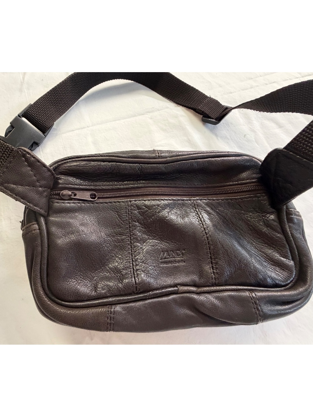 Vintage 100% Leather Fanny Pack Dark Brown Multi Pocket Adjustable Waist Bag
